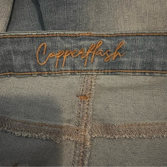 CopperFlash High Rise size 12 Blue Denim Distressed Shorts - Picture 3 of 4